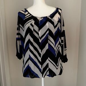 By & By Chevron Print Sheer Blouse with Cami, Size Large